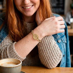 14 Karat 6MM Width Pie Bracelet with 14 Karat Solid Yellow Gold Heart Trim