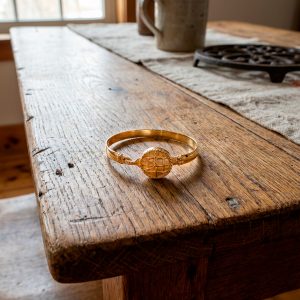 14 Karat 8MM Width Pie Bracelet with 14 Karat Solid Yellow Gold Heart Trim